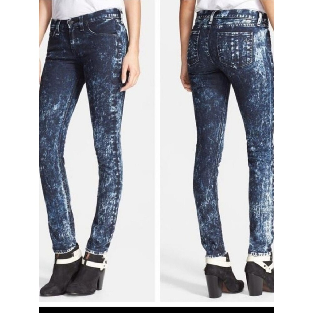 rag & bone Women's Black Acid-Wash Skinny Jeans